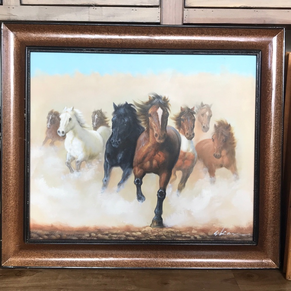 Original horse painting, framed